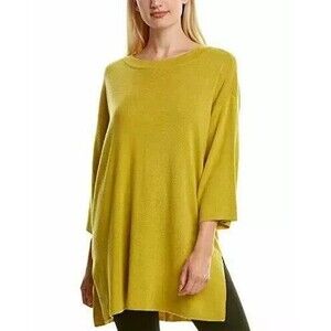 Eileen Fisher Womens Fern Fine Organic Cotton Silk Mock Neck Tunic Top XXS/XS